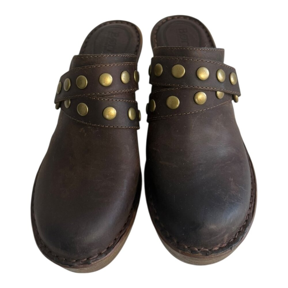 BØRN Leather Studded Clog Mule • Brown • Size 6 • NWOT